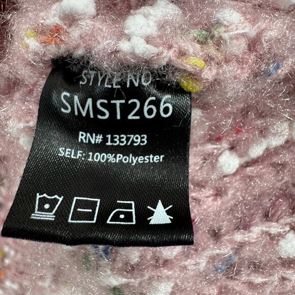 POL Confetti Boxy 3/4 Sleeve Sweater Women's M Pink Multicolor Dots Oversized - Picture 9 of 13